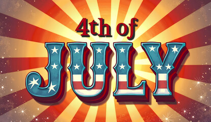 4th of July Retro Typography Design
