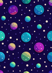 Bubble Background – Colorful Floating Spheres on Starry 