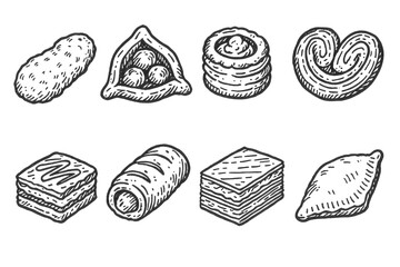 Hand-Drawn Pastry Icons