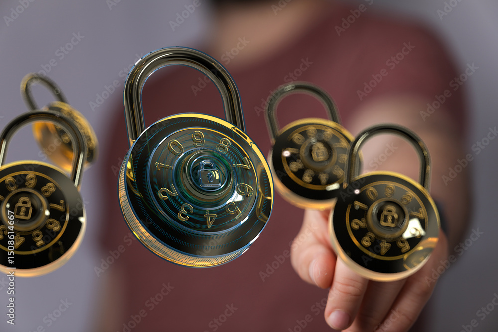 Aufkleber high-quality image of combination locks symbolizing data protection and online security.
