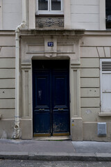 Fototapeta premium Classic Dark Blue Parisian Doorway Number 12 with Stone Frame