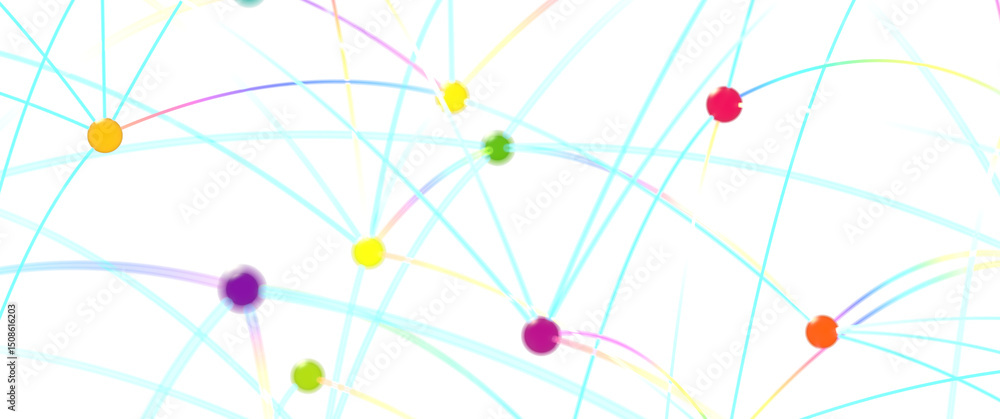 Poster abstract colorful network with dots and lines