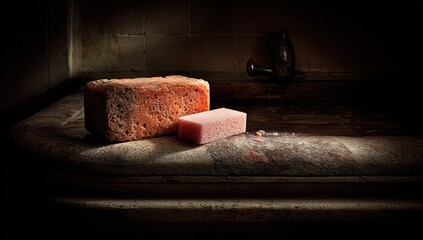 Rustic Display Of Pink And Brown Salt Blocks