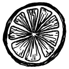 Doodle elements of vegetable and fruits, specifically a Orange