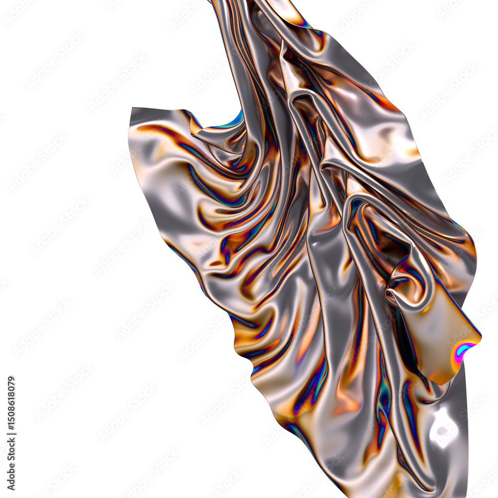 Poster Abstract iridescent folds of metallic fabric A symphony of colors and shapes