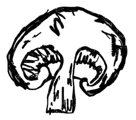 Doodle elements of vegetable and fruits, specifically a Mushroom