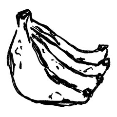Doodle elements of vegetable and fruits, specifically a banana