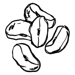 Doodle elements of vegetable and fruits, specifically a beans