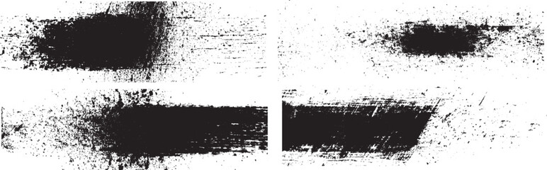 Grunge Vector Brushes on White Background, Set of Four