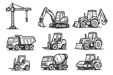 Fototapeta premium Construction Vehicles Icons