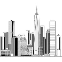 Fototapeta premium city skyline vector with transparent background PNG and JPEG image