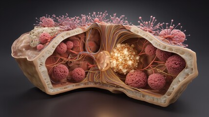 National HIV Testing Day. Cross-section medical illustration of human immune response to HIV, realistic anatomical rendering with highlighted pathways