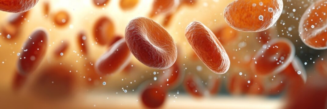 Red Blood Cells and Bacterium Interaction, 3D Illustration Exploring the Immune System Response