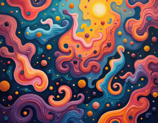 Fototapeta premium Vibrant Cosmic Swirls Abstract Digital Painting