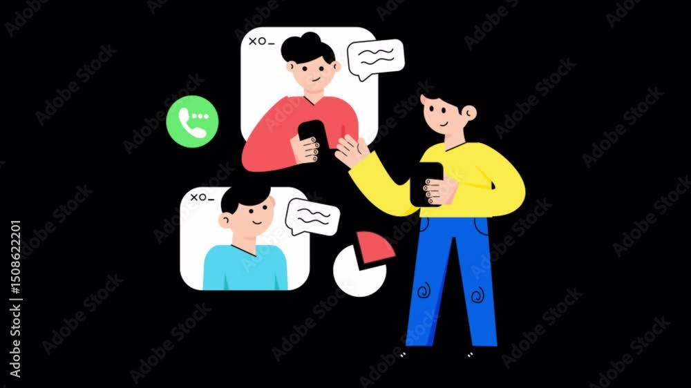 Poster digital business meeting motion graphic rendering with transparent alpha channel