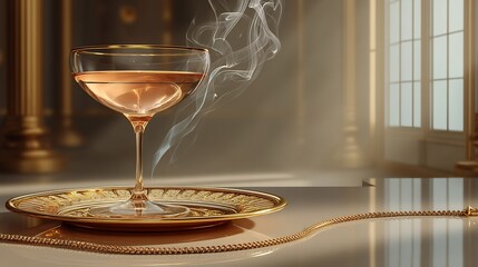 Luxury Rose Champagne Cocktail with Elegant Glass.