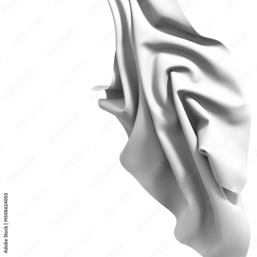 Leinwandbilder close-up of a white fabric with soft folds and creases. the abstract texture creates a smooth and el