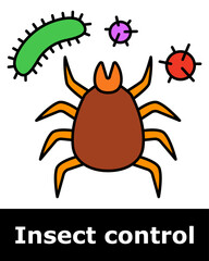 Insect control icon. Mite and germs showing microscopic pests, bacteria presence, infestation, contamination, allergy trigger.