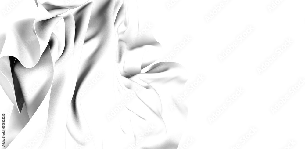 Poster A close-up of white fabric with wrinkles and texture, perfect for backgrounds or design elements.
