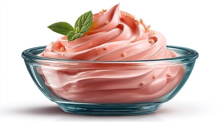 Pink Dessert Cream with Swirled, Delicious, and Food.