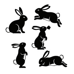 set of bunny silhouettes