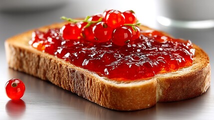 Red Currant Jam Toast Breakfast Food. (1)
