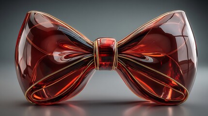 Red Glass Bow Tie with Elegant, Luxury, and 3D Render.