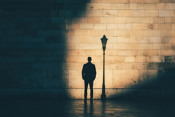 Man standing under a lamppost