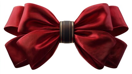 Red Satin Ribbon Bow with Gift, Decoration, and Holiday.