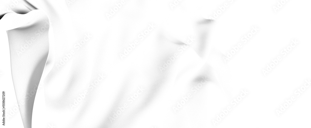 Leinwandbilder close-up of a white fabric with soft folds and creases. the abstract texture creates a smooth and el