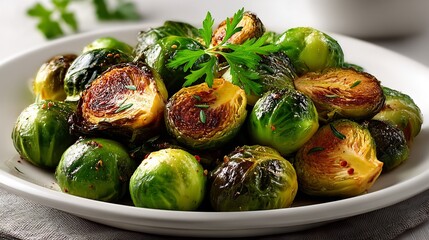 Roasted Brussels Sprouts with Food Photography, and Recipe.