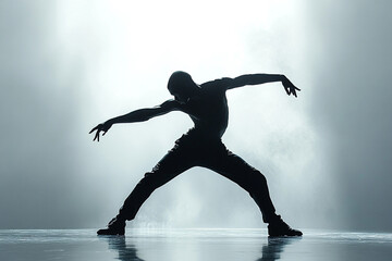 Man striking a jazz dance pose silhouette
