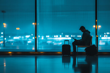 Man waiting at an airport terminal