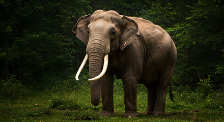 Fototapeta premium Majestic Elephant in Lush Green Forest
