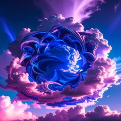 Surreal Dreamlike Sky – Vivid Abstract Swirling Clouds in Neon Colors, Fantasy Landscape with Psychedelic Patterns and Bright Atmospheric Effects
