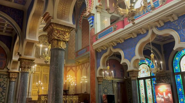 synagogue inside empty pews for worshippers 