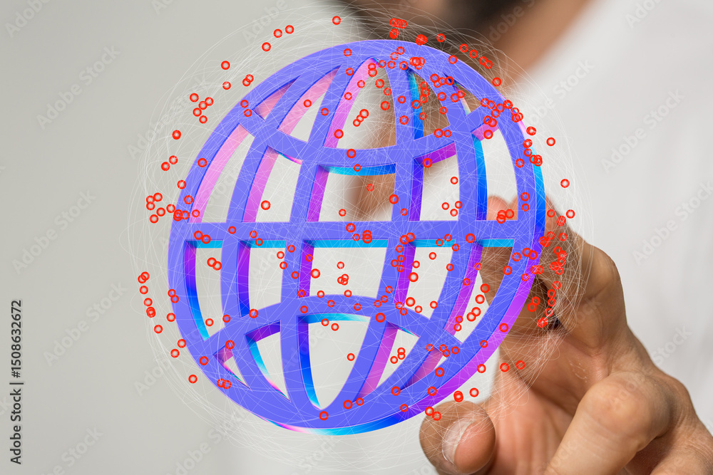Fototapete abstract image of a digital globe representing global network, internet connection, and data communi
