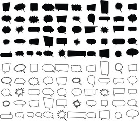 Speech Bubble set. Talk, chat, message, speak, text Cloud speech bubbles collection. Vector flat and line