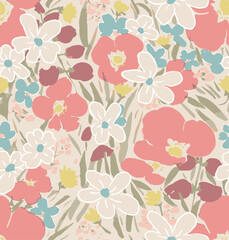 design vintage flowers leaves motif pattern soft colors
