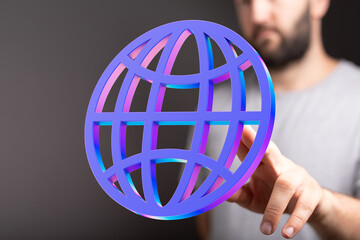 Abstract 3D rendering of a vibrant globe, symbolizing internet, global connection, and worldwide...