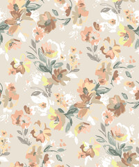 art vintage abstract effect floral pattern soft colors