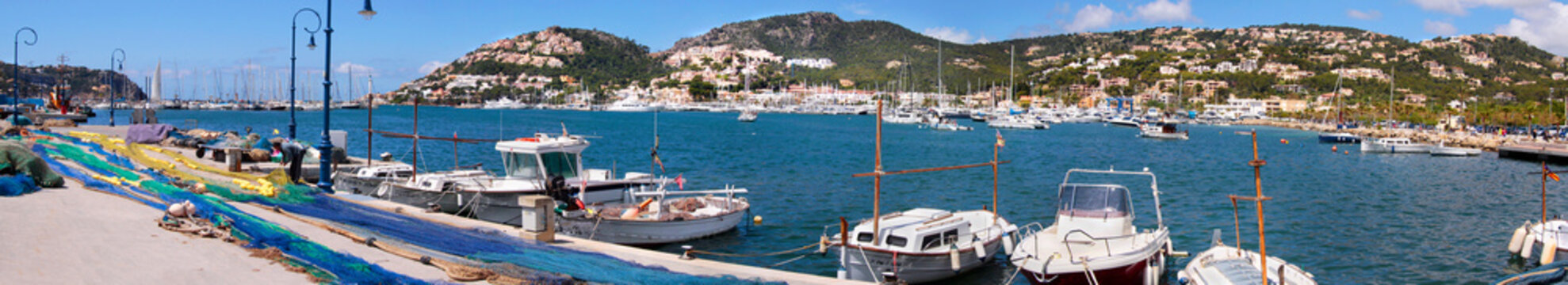 Hafen von Port d Andratx auf der Baleareninsel Mallorca, Spanien, Europa, Panorama 