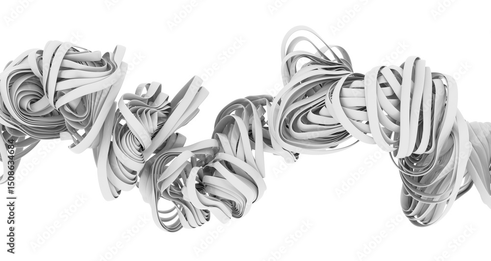 Poster High-resolution image of abstract white ribbons twisting and swirling. Ideal for design projects needing a modern, clean aesthetic.