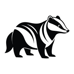 Stylish black and white illustration of a badger.