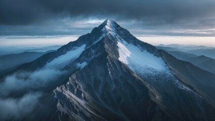 Amazing aerial view of a mountain near peak with empty copy space for text