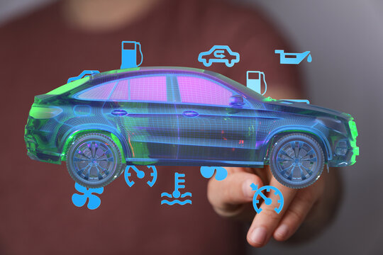 Innovative car repair and maintenance visualized.  Future of auto tech.