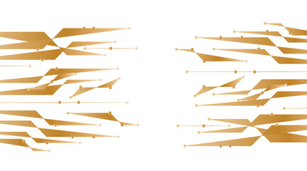 Golden geometric shapes in abstract style on beige background. 