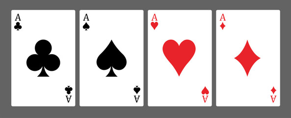 Vector set of four aces - playing cards, gambling, poker