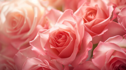 Fototapeta premium Soft Light Pink Roses – Gentle Romantic Floral Background.Created by AI.