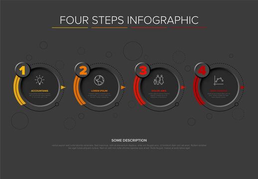 Dark Business Infographic Template with Four Steps